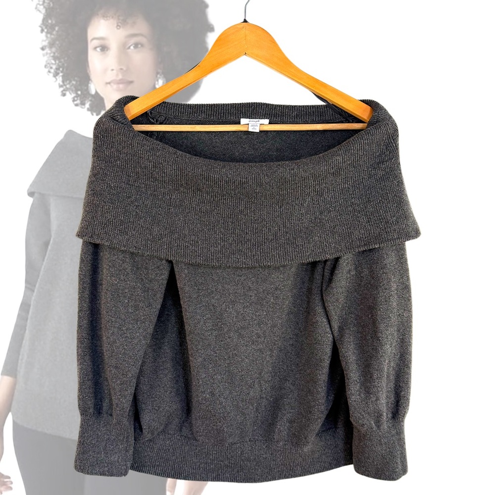 J Jill Charcoal Gray Off-Shoulder Women's Sweater